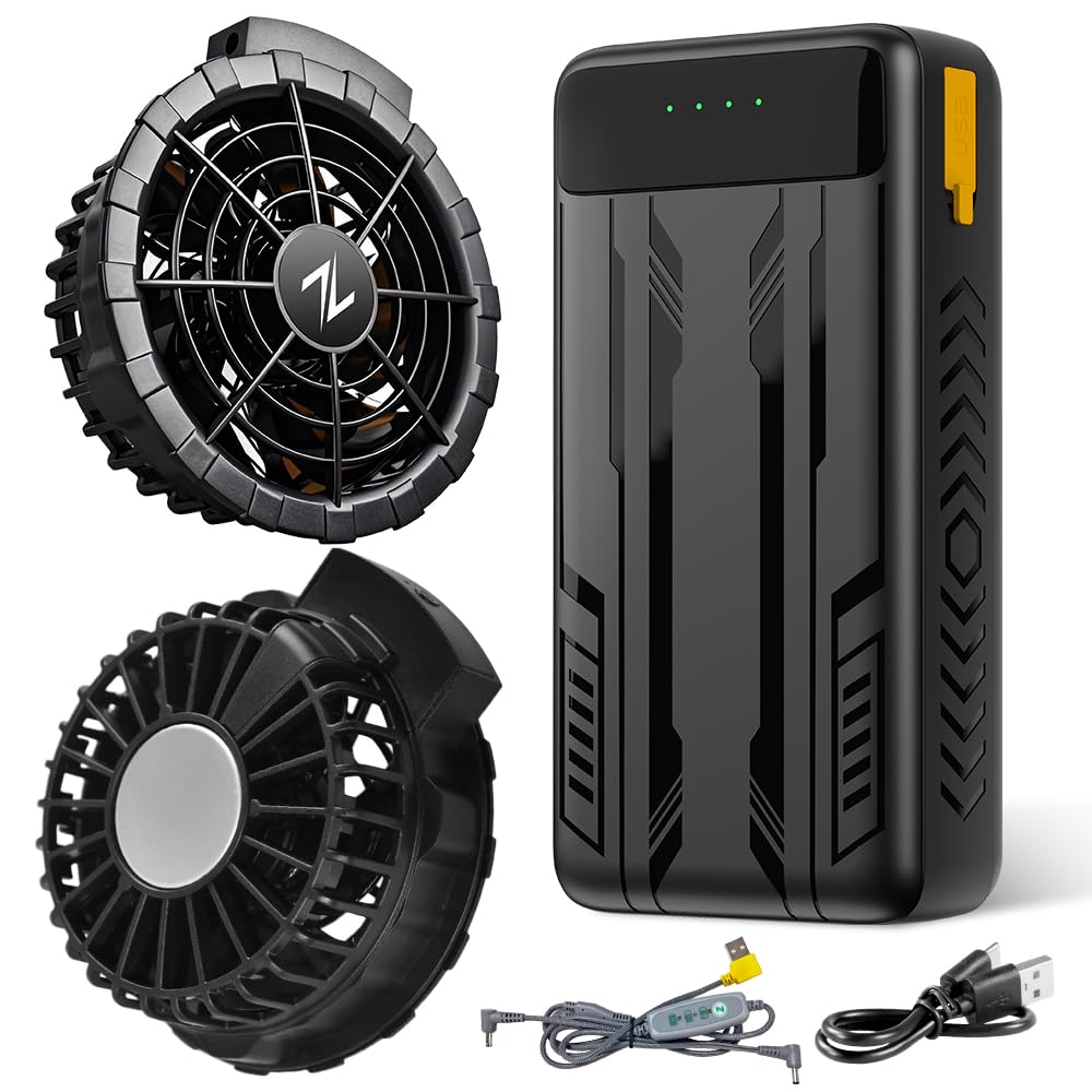 半導体急速冷却 ファンバッテリーセット 世界初 空調作業服用【41400MAH バッテリー クリップ付き】 2025年夏モデル USB給電式 熱中症対策 PSE認証済 90MM服穴径対応 日本語取扱説明書 Amazon.co.jp: 半導体急速冷却 ファンバッテリーセット 世界初 空調